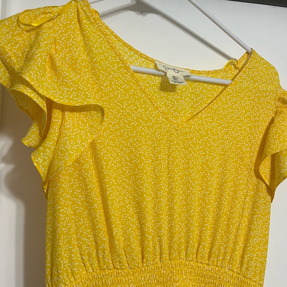 Vibrant yellow ruffle dress